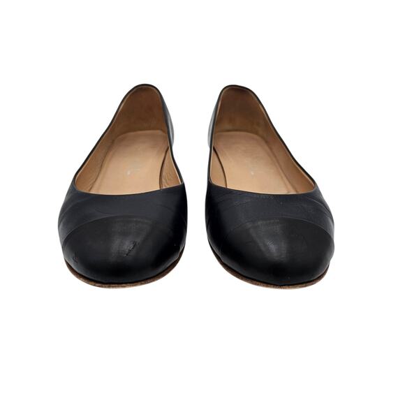 Chanel CC Cap Toe Ballet Flat Slipper Black Leather Chain Size 36.5 US 5.5 6 - Picture 4 of 12